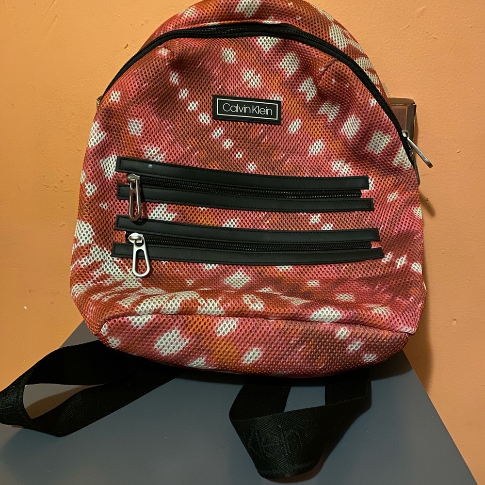 Calvin Klein Red and White Backpack